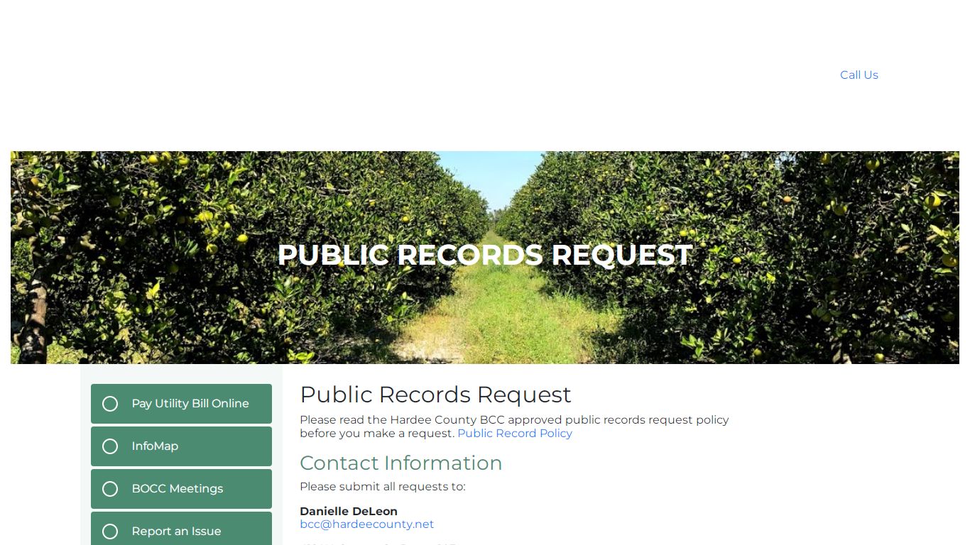 Public Records Request - Hardee County, FL