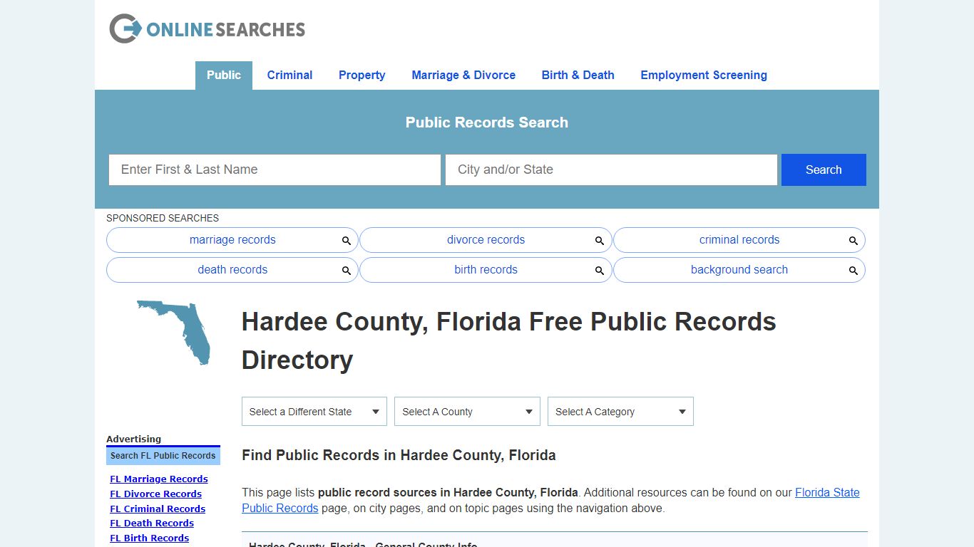 Hardee County, Florida Public Records Directory